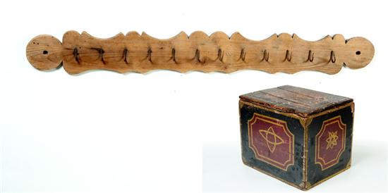 Appraisal: HANGING MEAT RACK AND A DECORATED BOX American late th-early