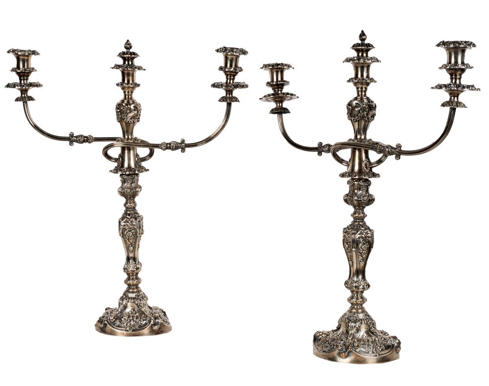 Appraisal: PAIR OF GEORGE IV SILVER CANDELABRAJohn Watson Sheffield each with