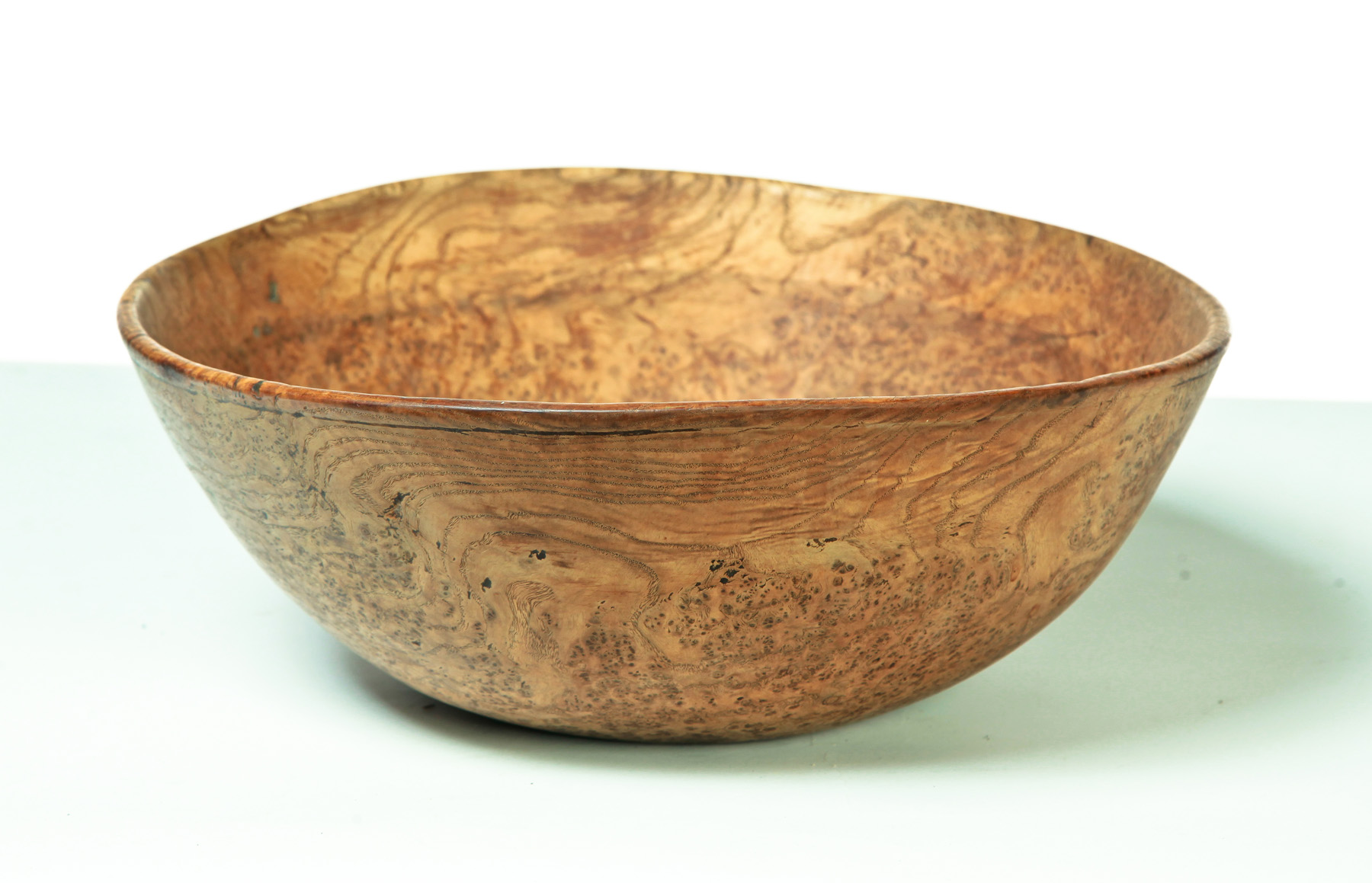 Appraisal: AMERICAN BURL BOWL Nineteenth century Good surface and figure h