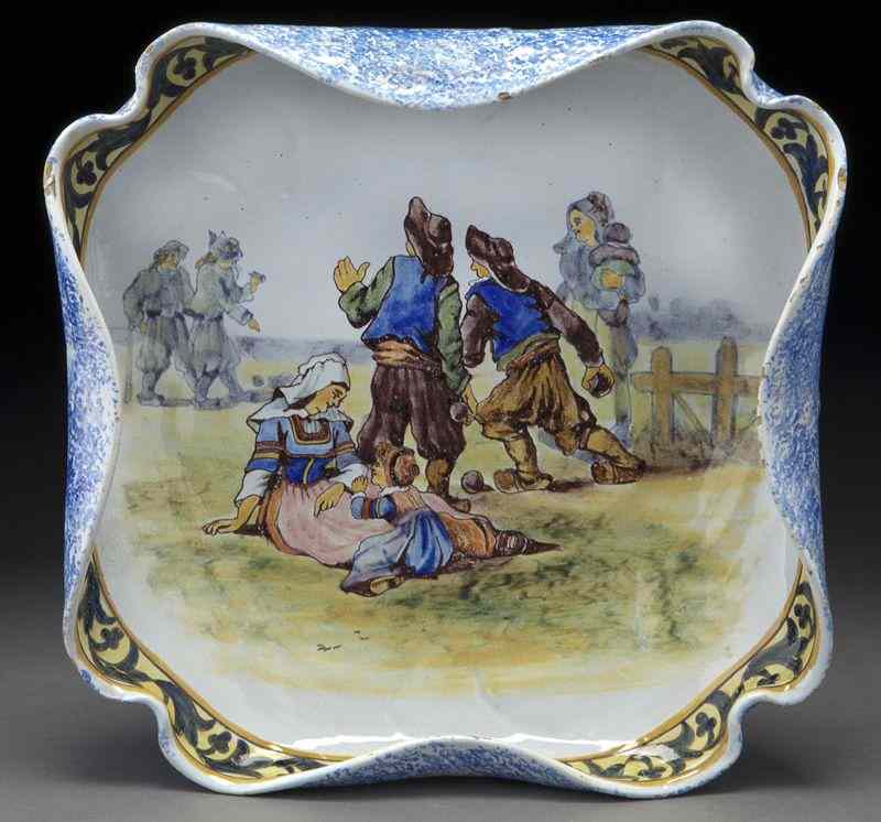 Appraisal: Porquier-Beau Quimper dish with folded edges having a painted scene