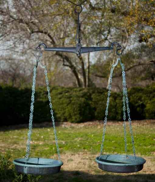 Appraisal: Italian Iron Hanging Scales th century with two in brass