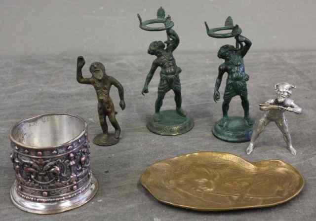 Appraisal: Lot of Bronzes Including an ashtray a pair of Hercules