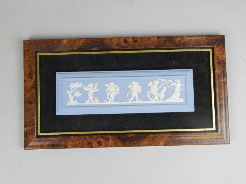 Appraisal: A Wedgwood blue Jasperware rectangular plaque framed