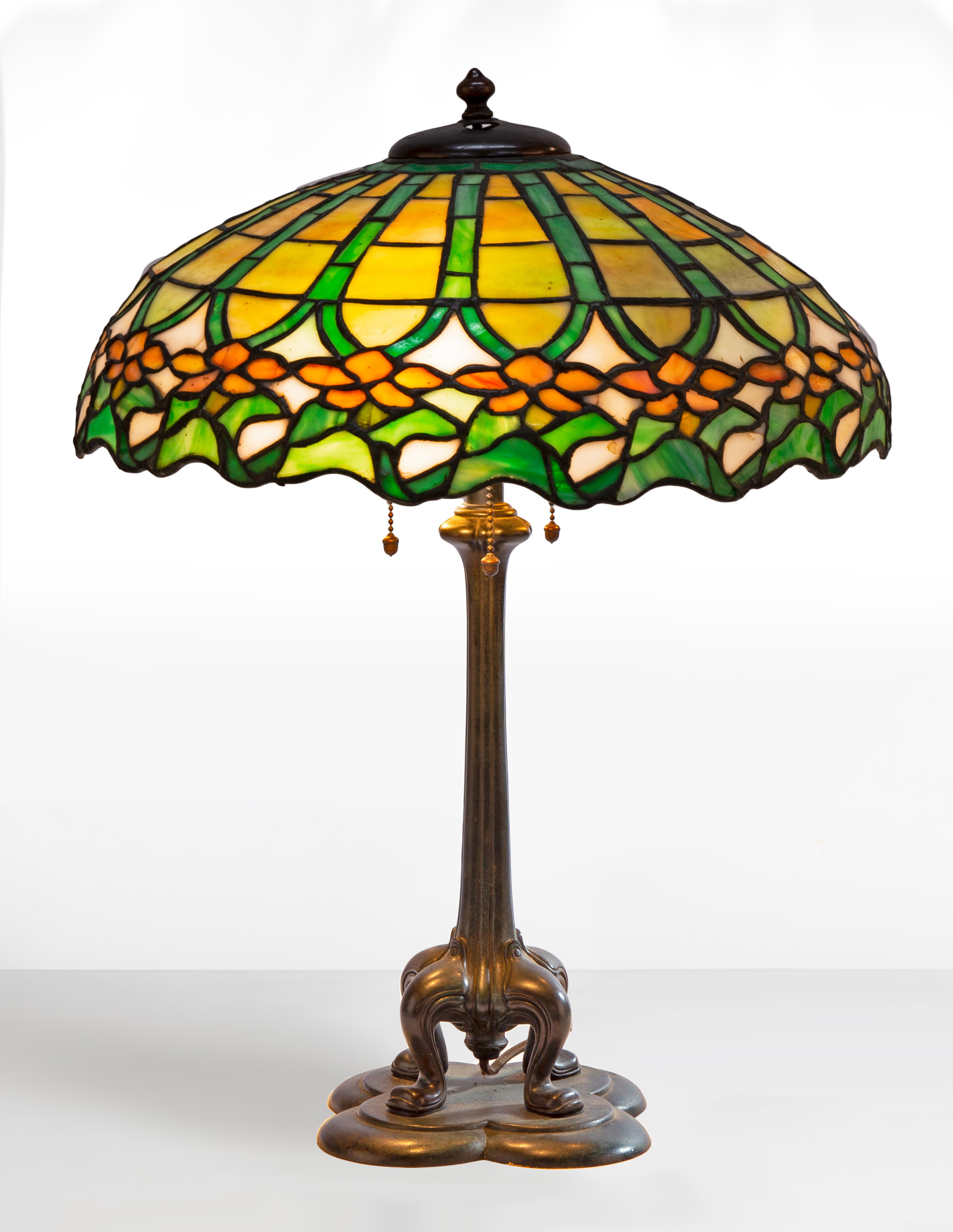 Appraisal: DUFFNER KIMBERLY POMPEIAN TABLE LAMP Early th century Leaded glass