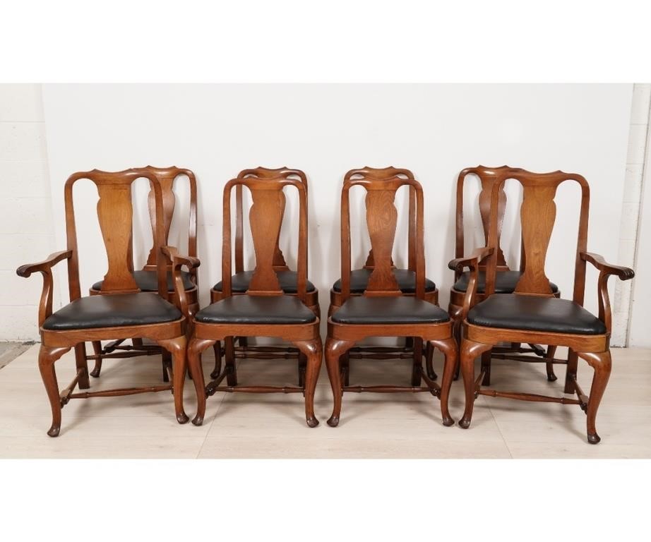 Appraisal: Set of eight Queen Anne style mahogany dining chairs each