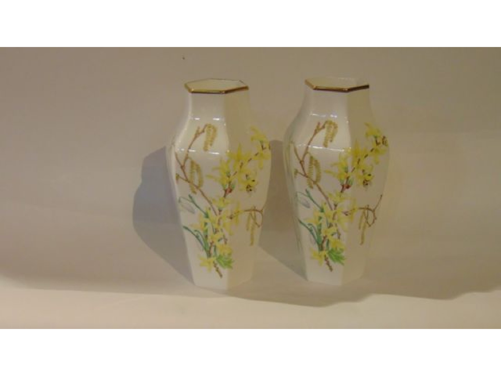 Appraisal: A pair of Wedgwood vases of hexagonal form commissioned by