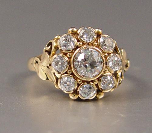 Appraisal: ANTIQUE GILBERT OAKES HAND WROUGHT DIAMOND RING The K yellow