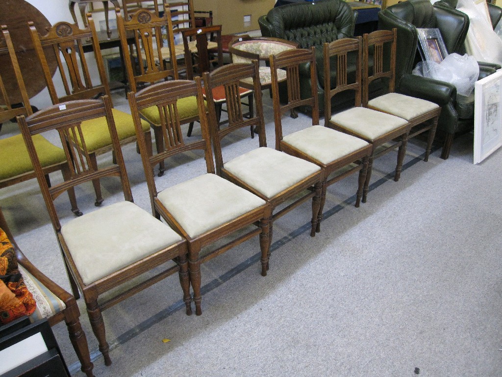 Appraisal: Set of six oak dining chairs