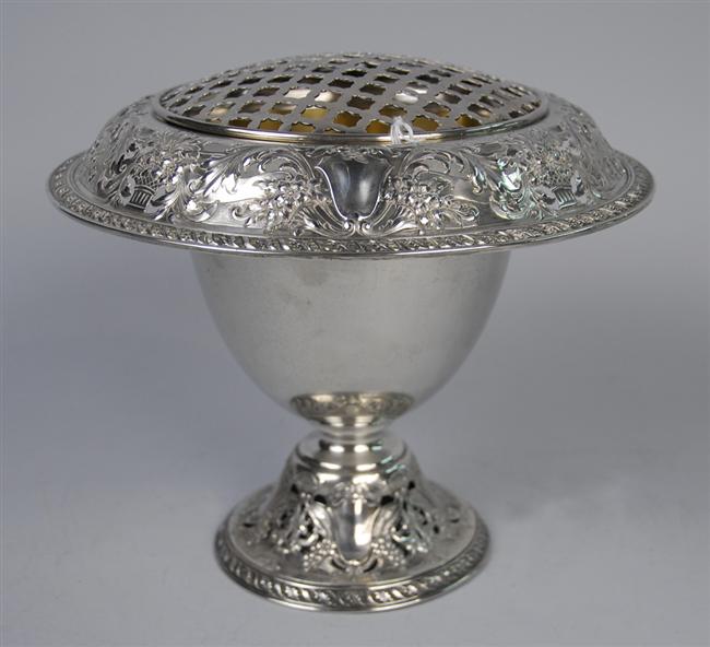 Appraisal: AMERICAN SILVER FOOTED CENTERPIECE VASE Gorham maker with gilt interior