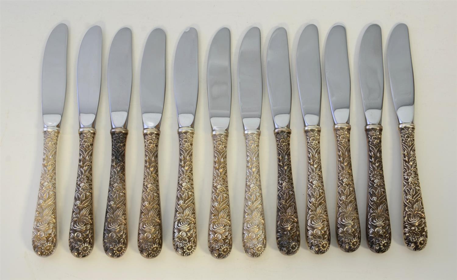 Appraisal: Set of S Kirk Son Sterling Repousse individual butter knives