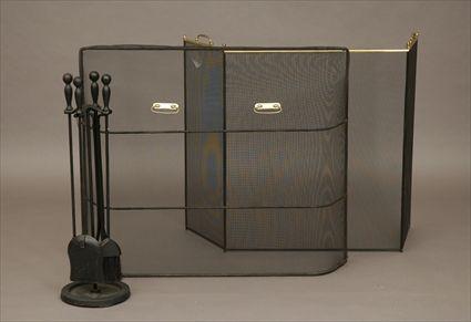 Appraisal: Two Fire Screens together with a Set of Fire Tools