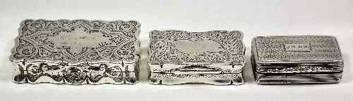 Appraisal: A late Victorian silver rectangular snuff box of shaped outline