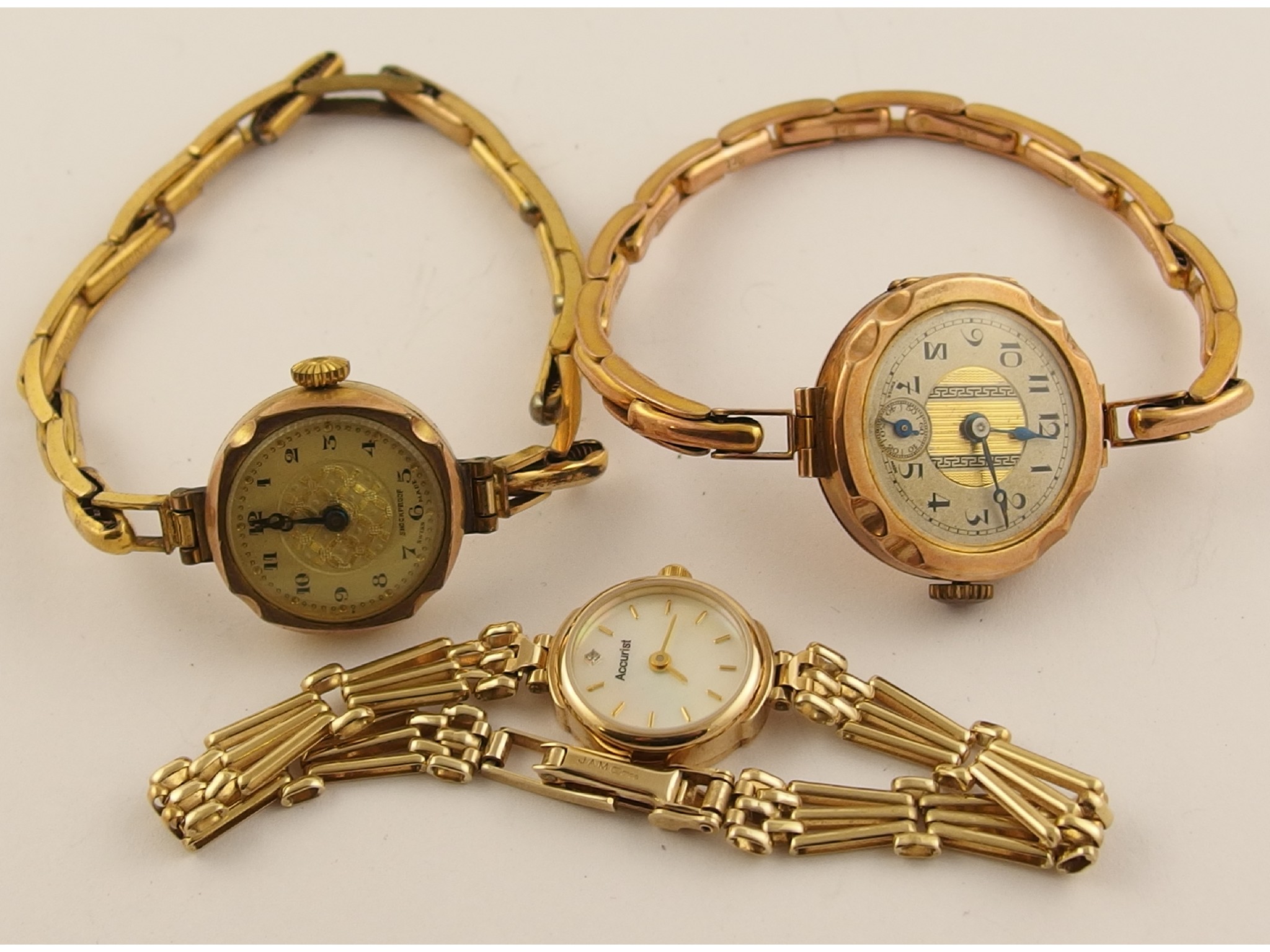 Appraisal: Two ct cased and strapped ladies watches and a gold