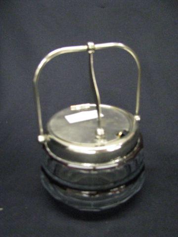 Appraisal: Cut Glass Jam Jelly Jar ruby trim silverplate hinged cover