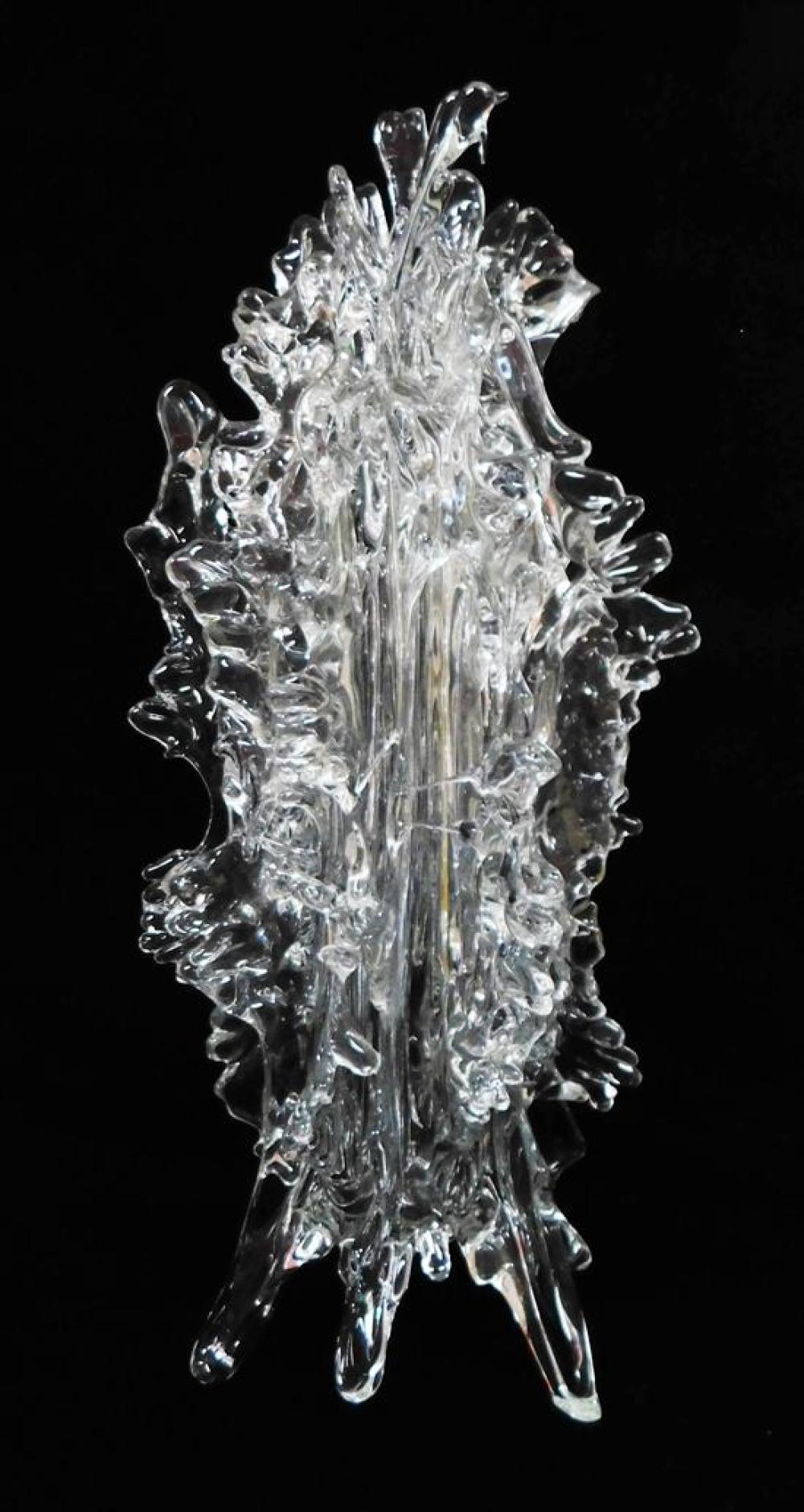 Appraisal: Large Contemporary glass sculpture indistinctly signed abstract form with numerous