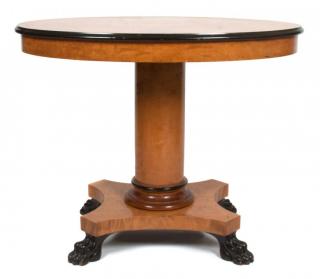 Appraisal: A Biedermeier Parcel Ebonized Oval Occasional Table A Biedermeier Parcel