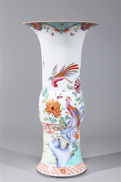 Appraisal: Chinese famille rose enameled porcelain beaker vase with flowers and