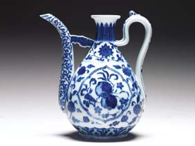 Appraisal: IMPERIAL QIANLONG BLUE AND WHITE EWER Rare and important th