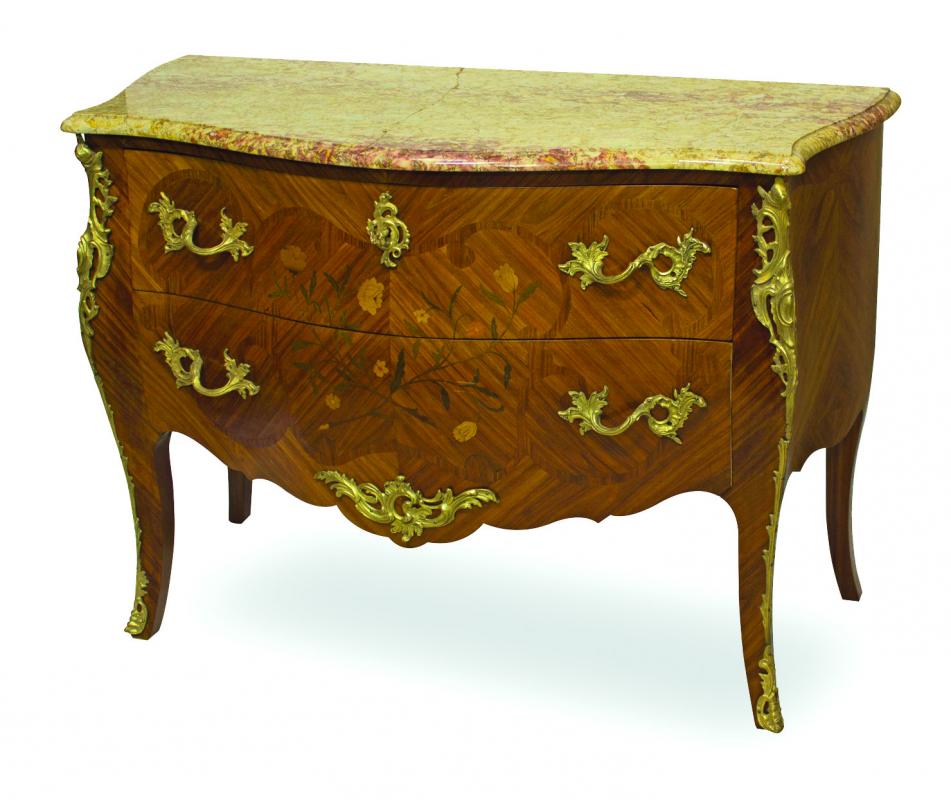 Appraisal: A LOUIS XV STYLE KINGWOOD AND MARQUETRY GILT METAL MOUNTED