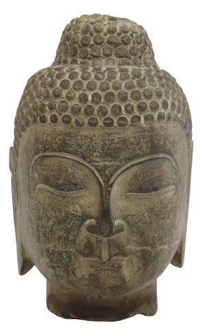 Appraisal: Carved stone sculpture Head of the Buddha approx h w