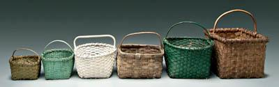 Appraisal: Six oak split baskets several shaped bentwood handles three with