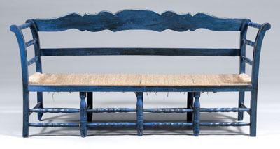 Appraisal: Blue painted provincial settee shaped crest and turned arms legs