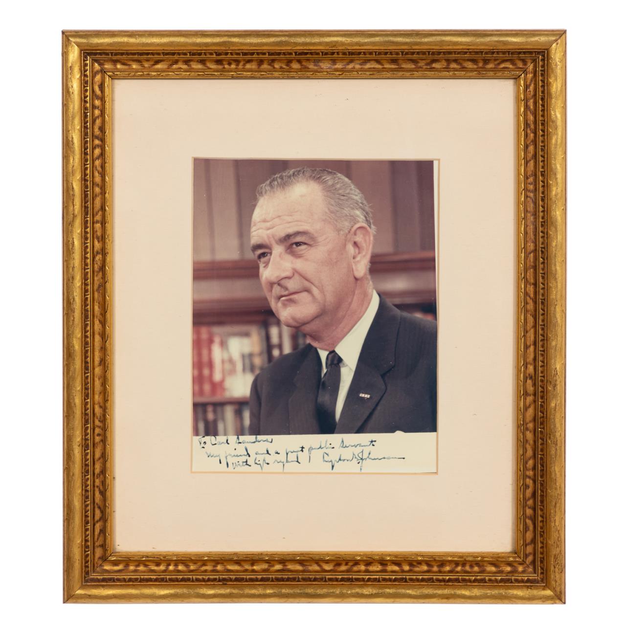 Appraisal: PRES JOHNSON SIGNED PHOTOGRAPH TO GOV SANDERS Official White House