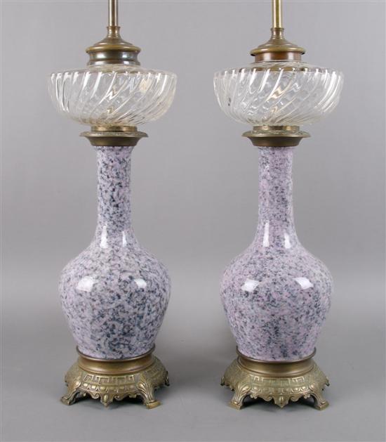 Appraisal: A Pair of Carved Stone Lamps Height inches