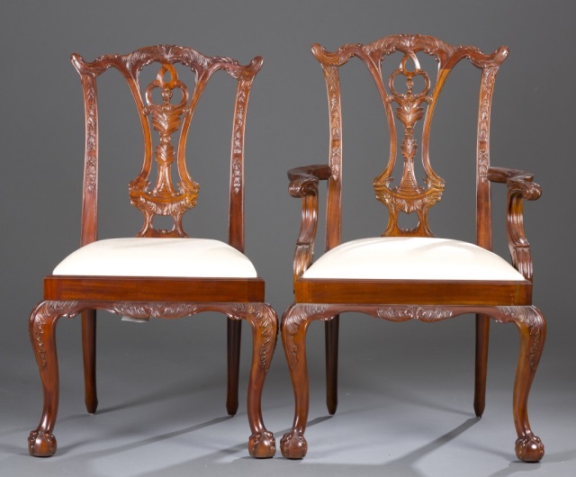 Appraisal: Eight Maitland-Smith Chippendale Chairs Including six side chairs and two