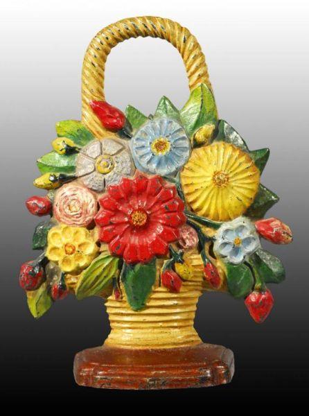 Appraisal: Cast Iron Mixed Flowers in Basket Doorstop Description Superb casting