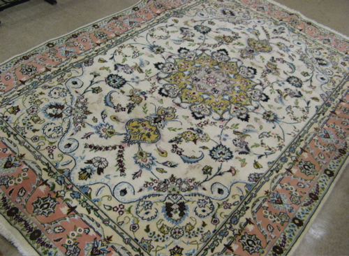 Appraisal: PERSIAN TABRIZ SILK AND WOOL CARPET floral and floral central