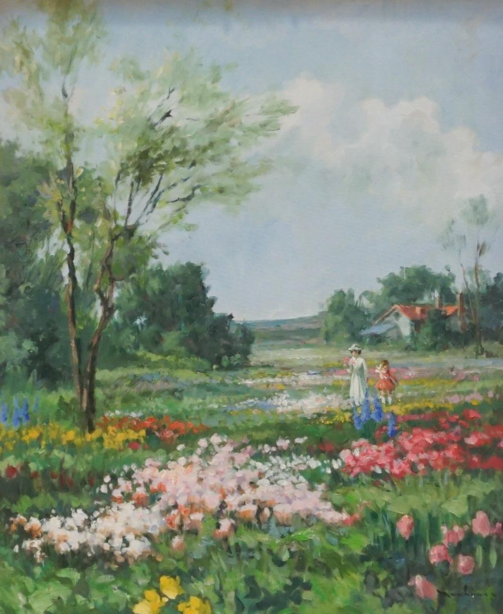 Appraisal: th Century School Flowering Field Oil on Canvas Signed l