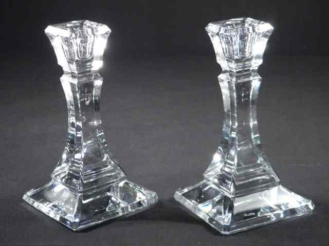 Appraisal: Pair of Tiffany Company crystal candlesticks Both are of a