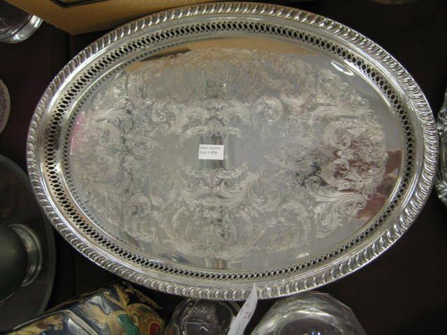 Appraisal: Silverplate Oval Gallery Tray