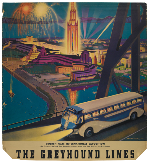 Appraisal: SIGNATURE ILLEGIBLE GOLDEN GATE INTERNATIONAL EXPOSITION THE GREYHOUND LINES x