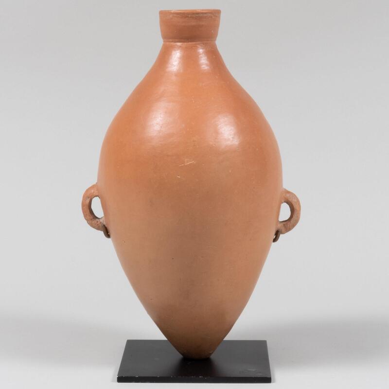 Appraisal: Burnished Red Pottery Amphora Raised on stand The amphora x