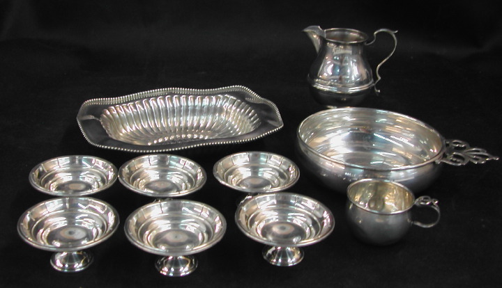 Appraisal: Group of Ten Pieces of Miscellaneous Silver including a porringer