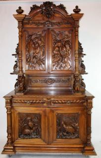 Appraisal: French hunt buffet with relief carved game on doors French