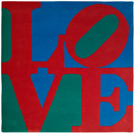 Appraisal: ROBERT INDIANA Classic Love Archival New Zealand wool hand-tufted woven