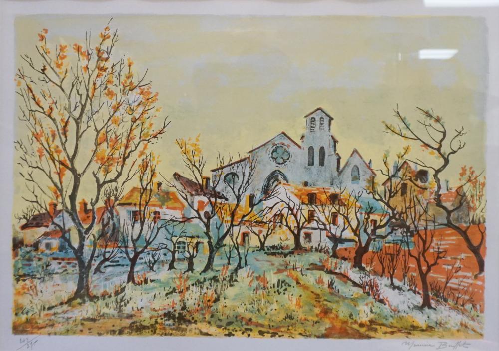 Appraisal: Maurice Buffet French - Village Landscape Color Lithograph Frame x