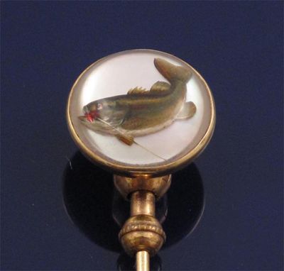 Appraisal: A th Century gold stick pin mounted with a reverse