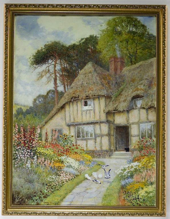 Appraisal: Arthur Claude Strachan Cottage Garden WC Painting UNITED KINGDOM -