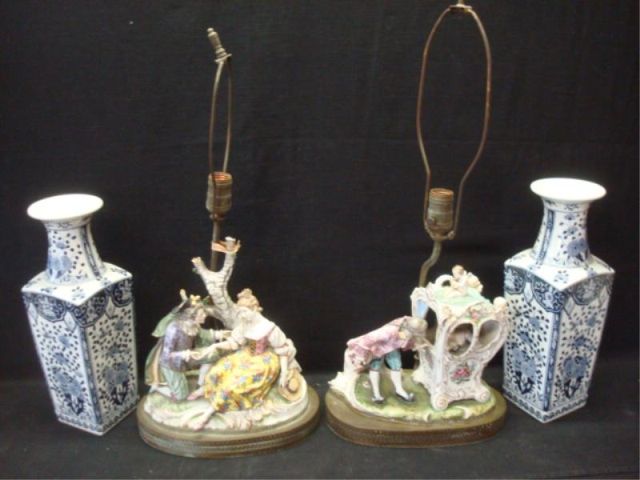 Appraisal: Lot incl lamps and Asian vases Property from New York