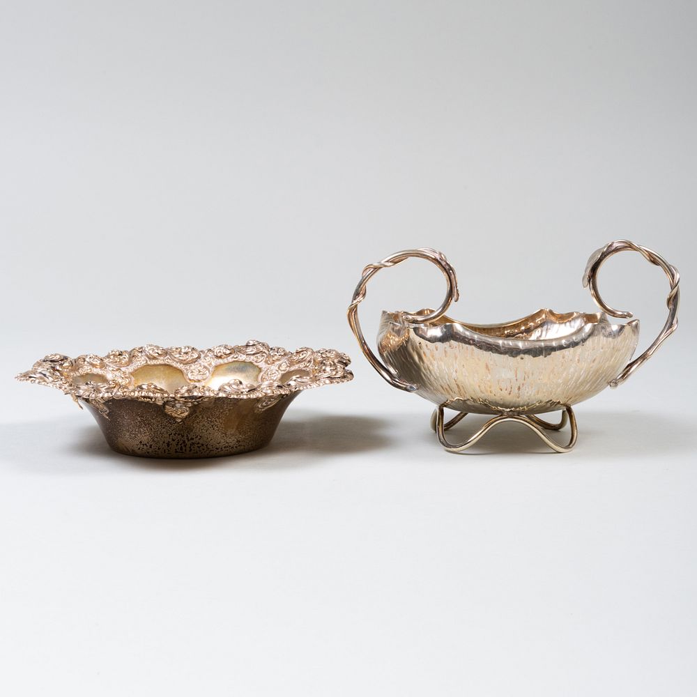 Appraisal: American Silver Bowl and a Silver Plate Lotus Dish The