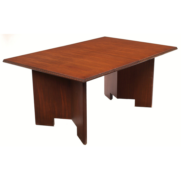 Appraisal: Frank Lloyd Wright table manufactured by Heritage Henredon rectangular top