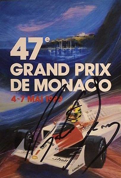 Appraisal: A Monaco Grand Prix postcard signed by Ayrton Senna signed