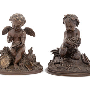 Appraisal: A Pair of French Bronze Figures of Putti Late th