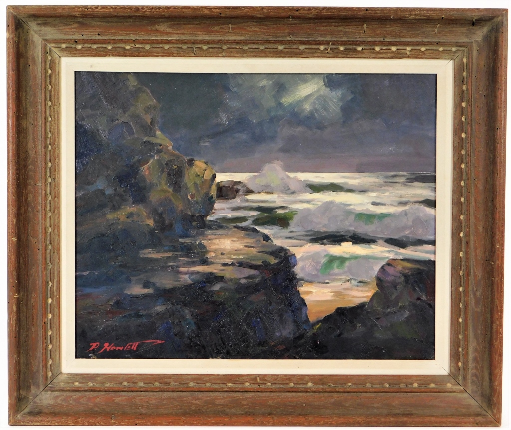 Appraisal: PETER HAMLETT NOCTURNAL COASTAL SEASCAPE PAINTING California - Impressionist work