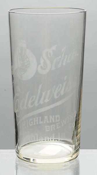 Appraisal: Schott's Edelweiss Acid-Etched Beer Glass Rare Clean and bright glass