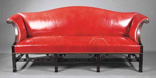 Appraisal: A Fine George III-Style Carved Mahogany Sofa in the Chippendale